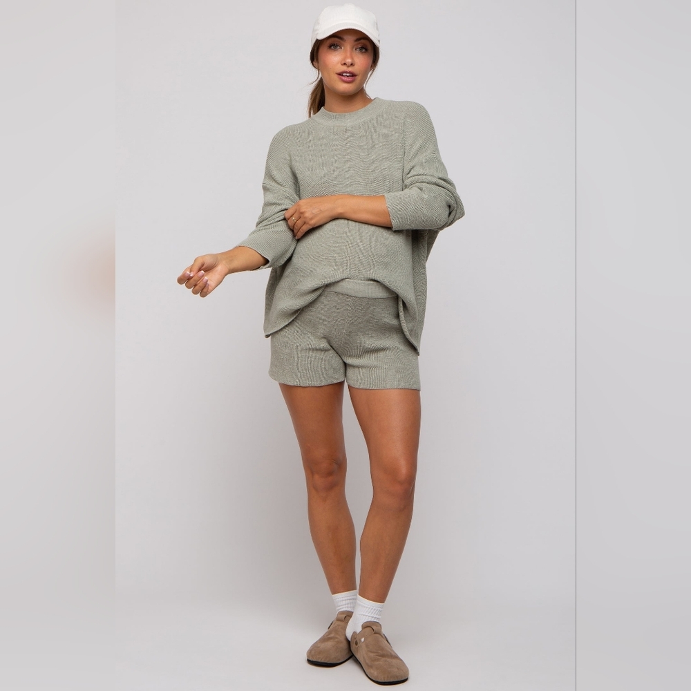 Maternity Pinkblush Sweater And Short Set NWT Sage Green